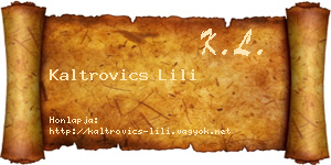 Kaltrovics Lili névjegykártya
